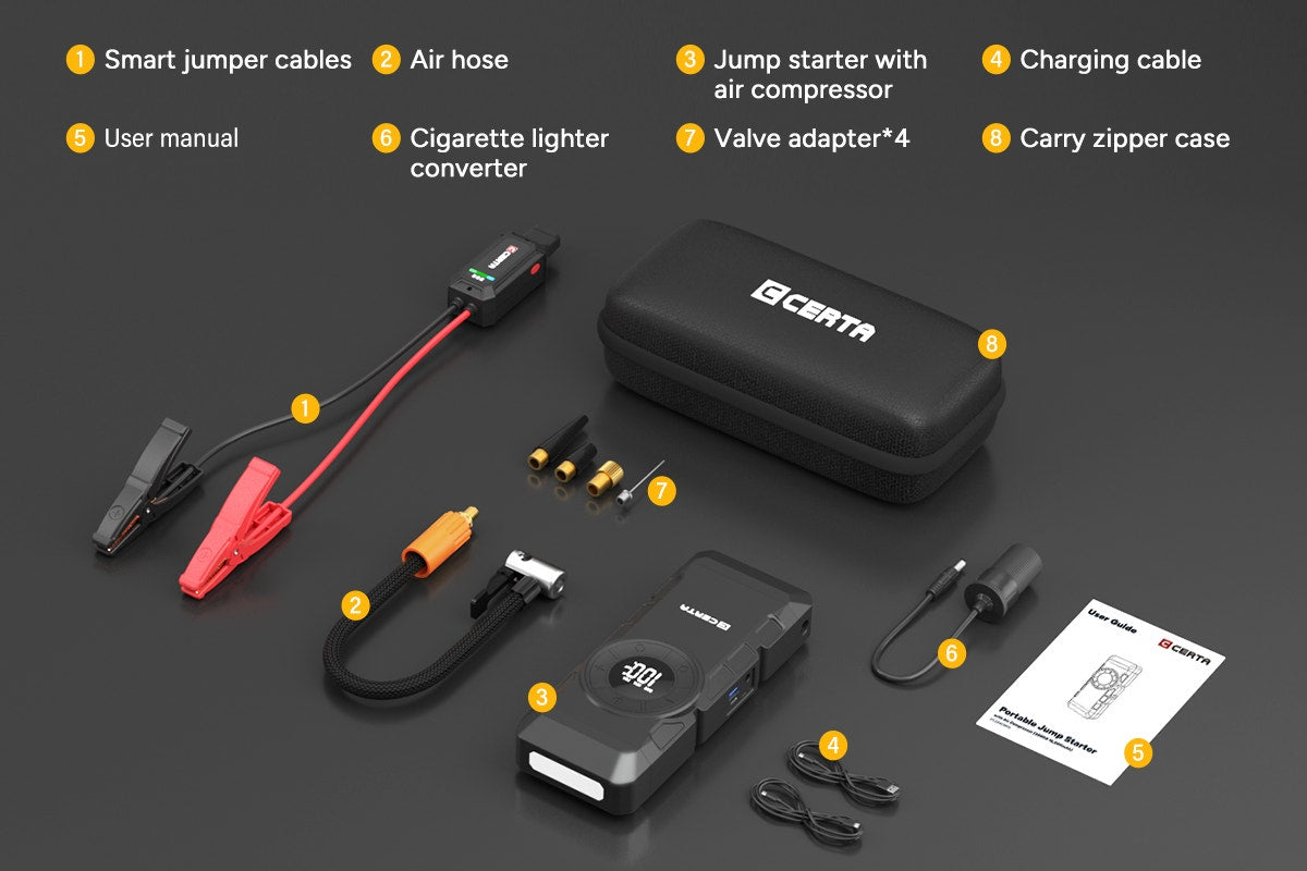Certa Portable Jump Starter with Air Compressor and Power Bank 3000A 16,000mAh - SuperSaverAU - view 11