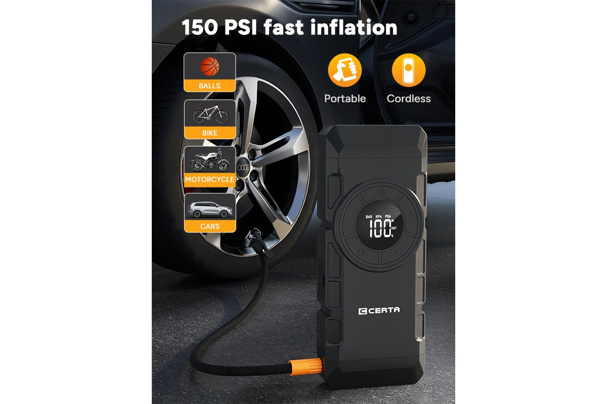 Certa Portable Jump Starter with Air Compressor and Power Bank 3000A 16,000mAh - SuperSaverAU - view 4