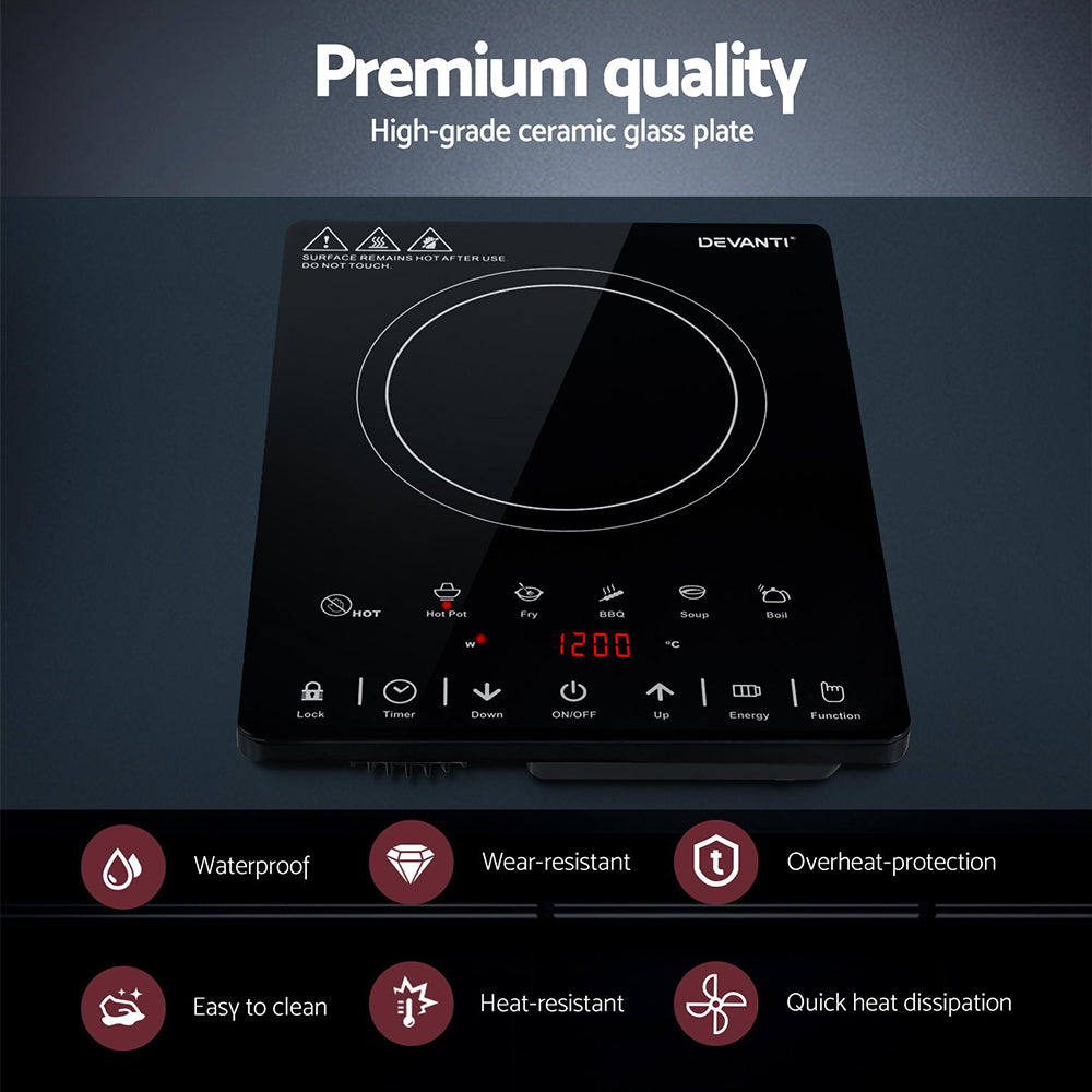 Devanti Electric Ceramic Cooktop 30cm - SuperSaverAU - view 5