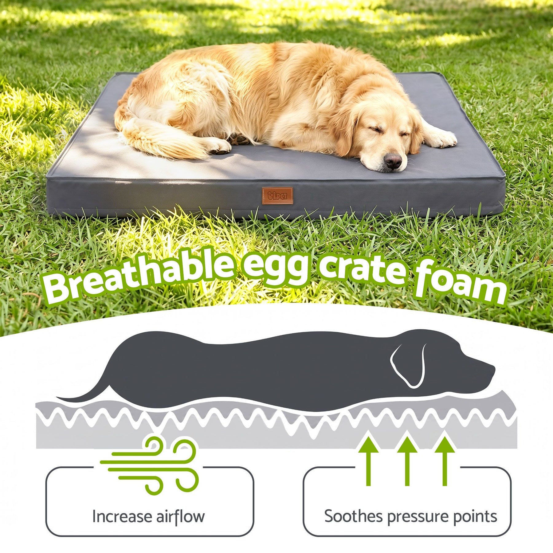 i.Pet Large Orthopedic Dog Bed with Egg Crate Foam - Grey