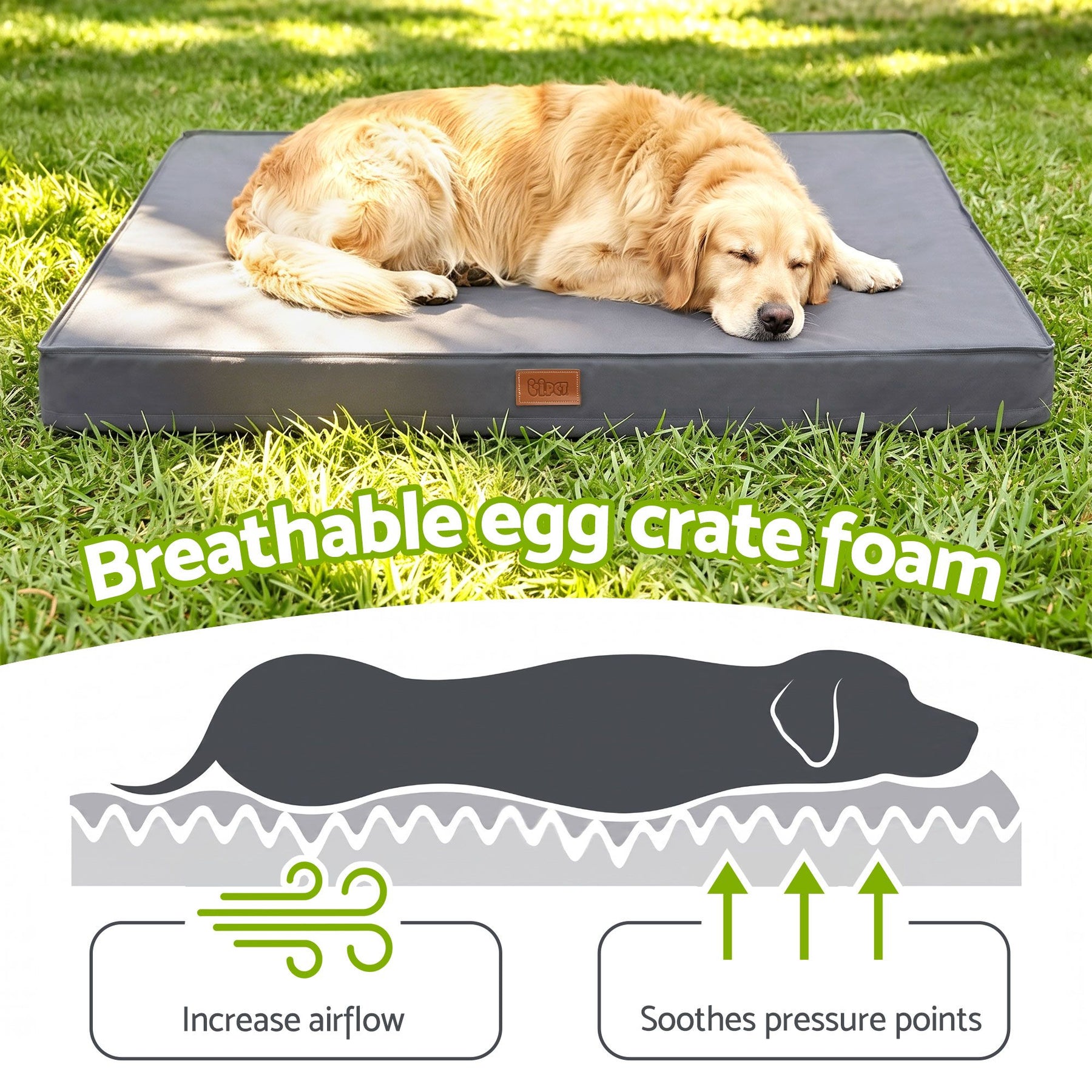 i.Pet XL Orthopedic Dog Bed with Egg Crate Foam - Grey