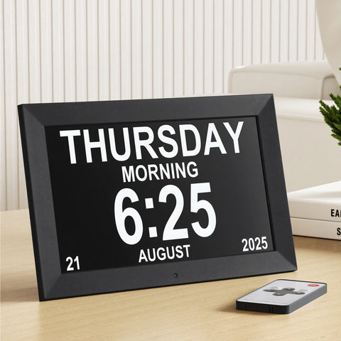 Artiss 10-inch Digital Day Clock with Alarms, Reminders, Photo Frame, Black - SuperSaverAU - view 1