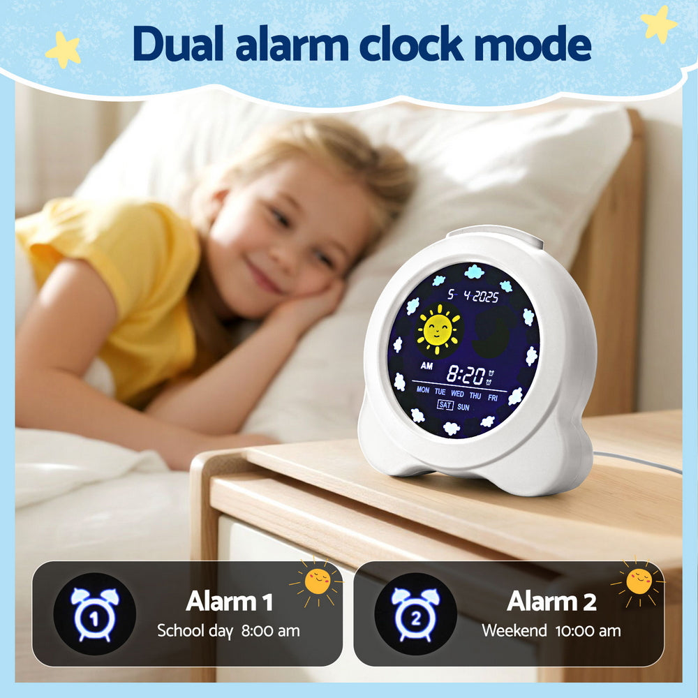 Artiss 3.8" Digital Day Clock with Dual Alarm, Nature Sounds, Calendar, White - SuperSaverAU - view 5