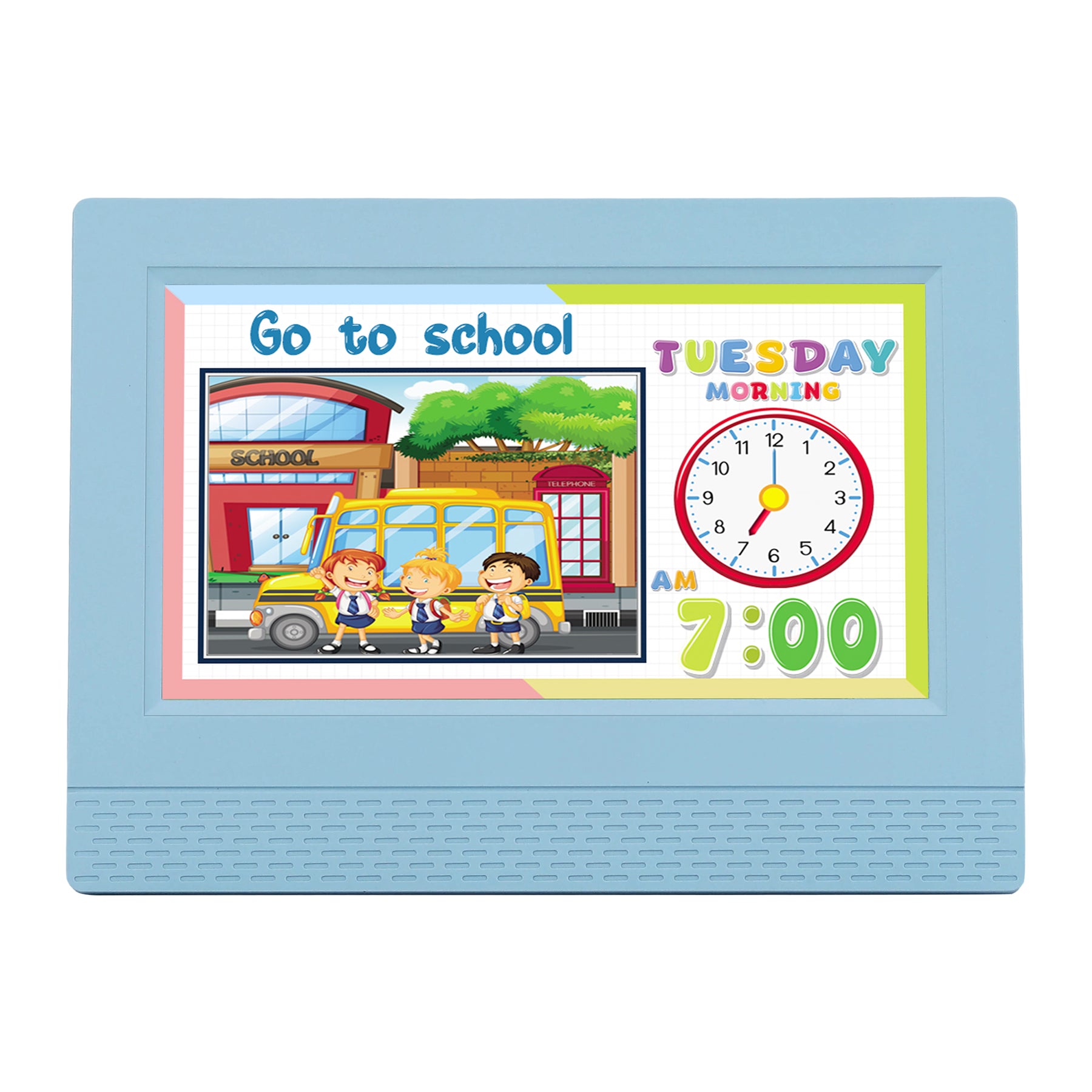 Artiss 7" Digital Day Clock Calendar Alarm LCD Children Sleep Trainer Clocks Blue - SuperSaverAU - view 4