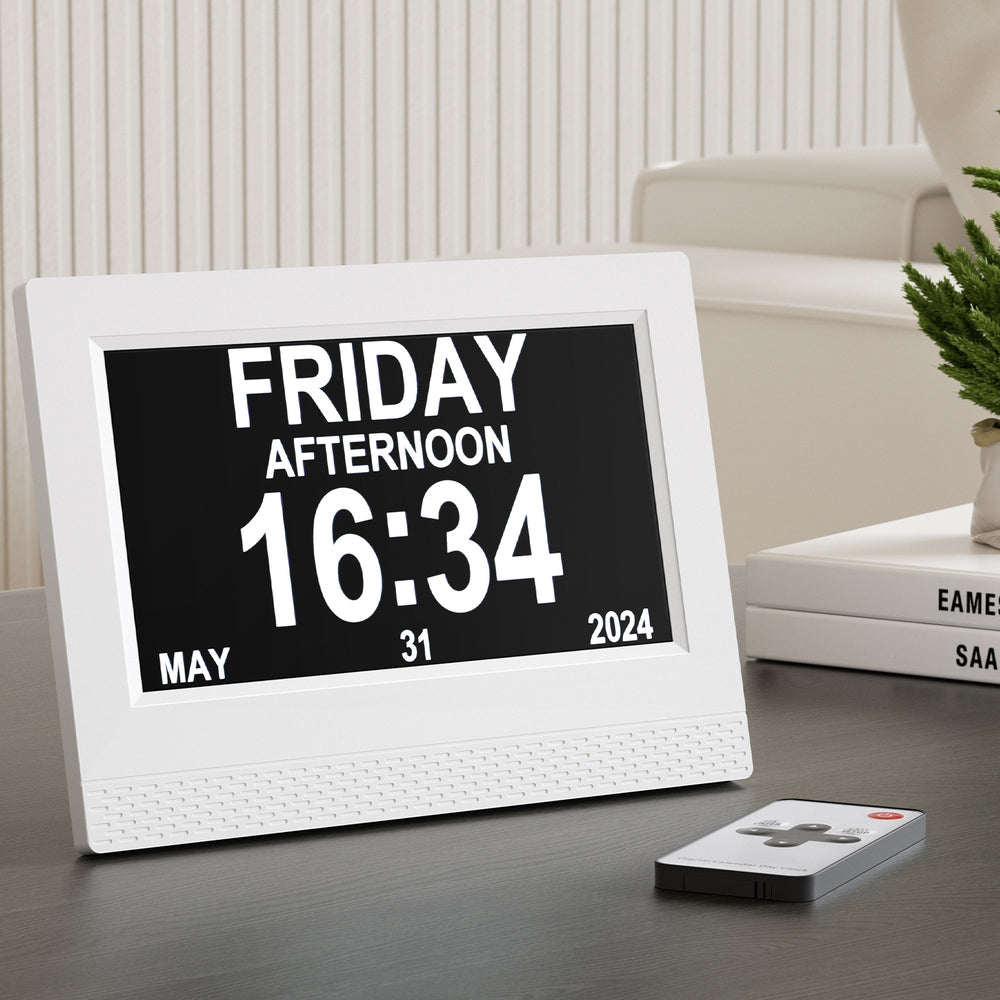 Artiss 7" Digital Day Clock with LCD Display, 21 Alarms, Photo Frame, Remote Control - SuperSaverAU - view 7