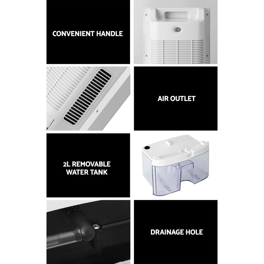 Devanti Dehumidifier 2L Air Purifier White - SuperSaverAU - view 7