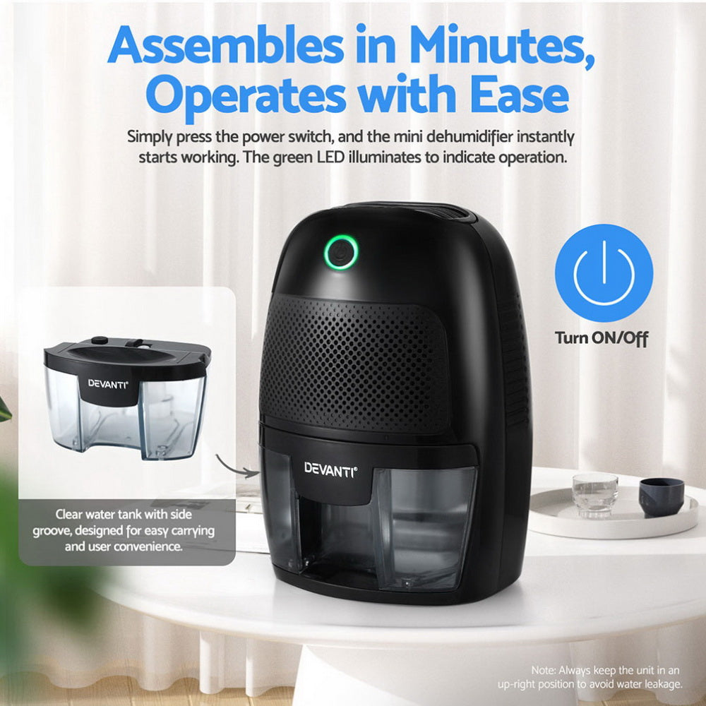 Devanti Dehumidifier 600ML Air Purifier Black - SuperSaverAU - view 6