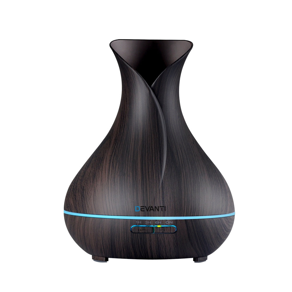 Devanti Aroma Diffuser Aromatherapy Dark Wood 400ml - SuperSaverAU - view 1