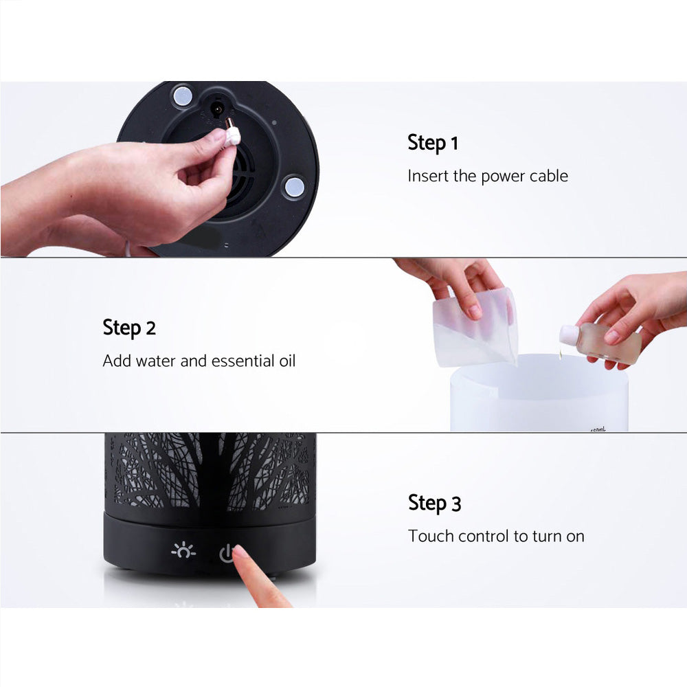 Devanti Aroma Diffuser Aromatherapy Black 160ml - SuperSaverAU - view 6