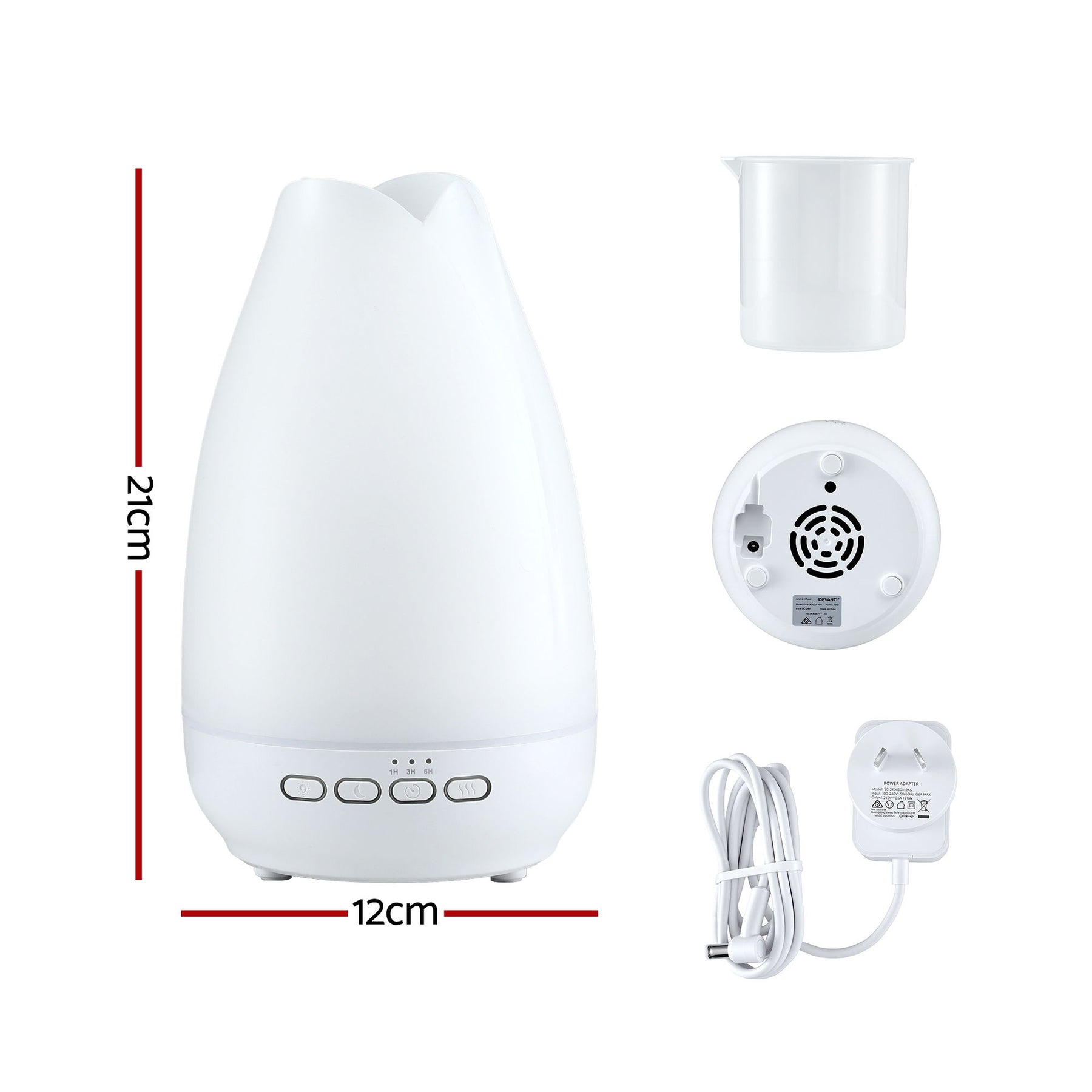 Devanti 300ml Ultrasonic Aroma Diffuser with LED Light - Wood Grain