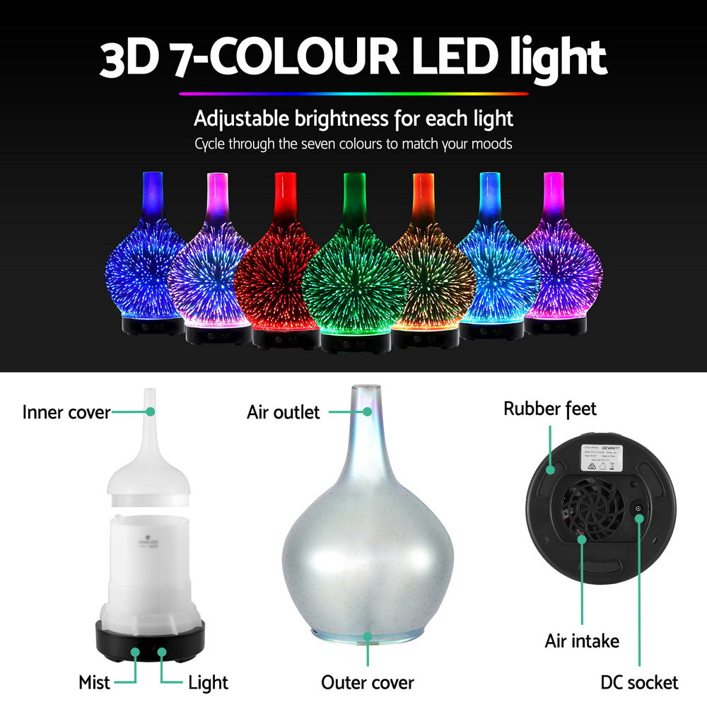 Devanti Ultrasonic Aroma Diffuser with 3D Light
