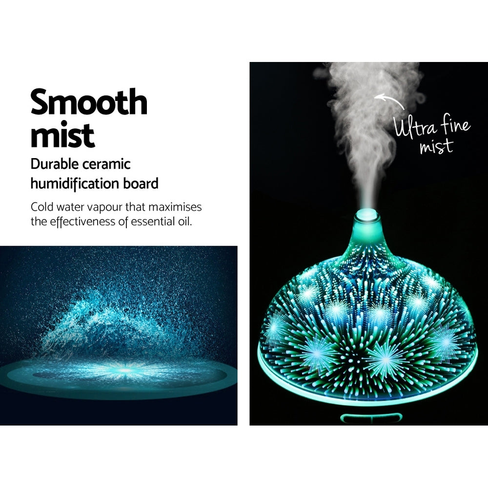 Devanti Aroma Diffuser Aromatherapy 3D Glass 400ml - SuperSaverAU - view 6