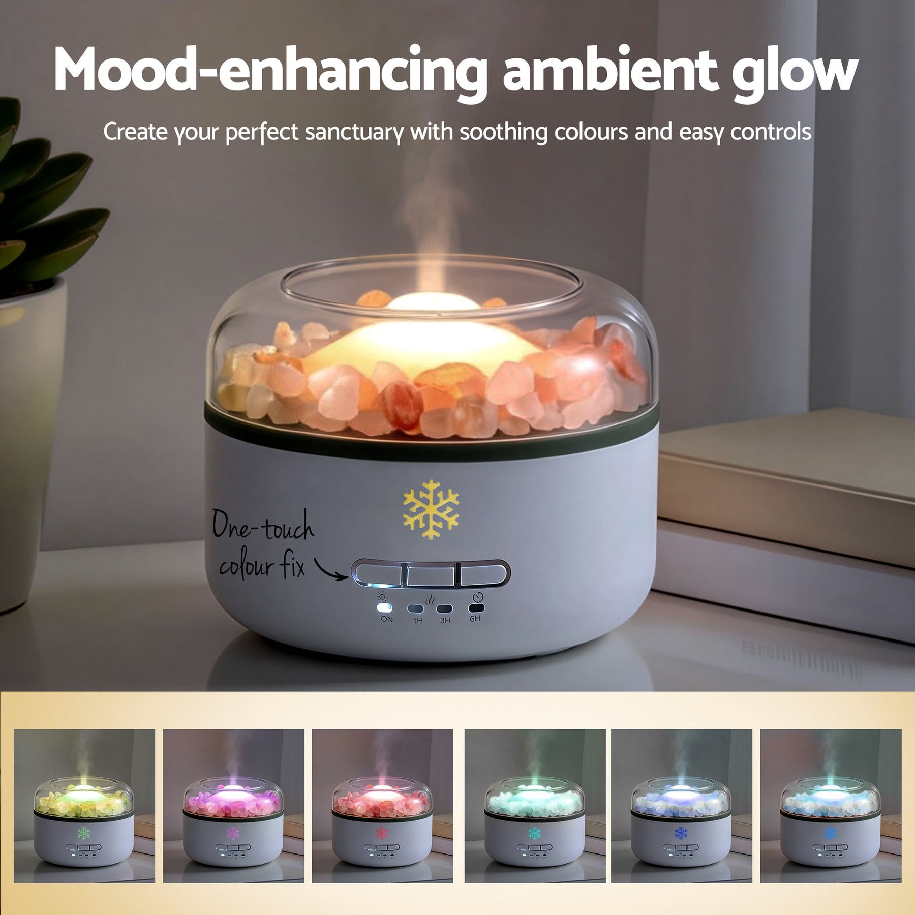 Devanti 150ml Salt Lamp Aroma Diffuser with 14 LED Colours