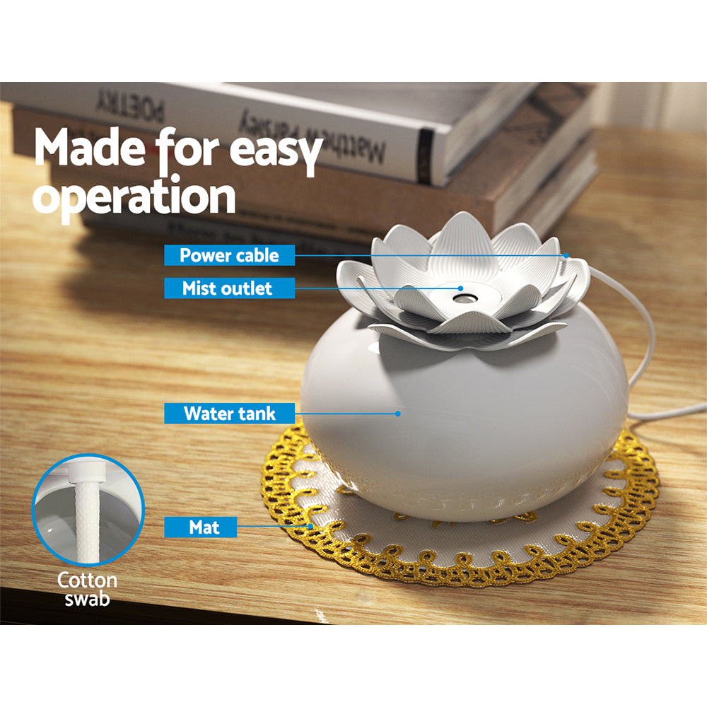 Devanti Aroma Diffuser 200ml Ultrasonic Lotus Humidifier Purifier Aromatherapy - SuperSaverAU - view 5