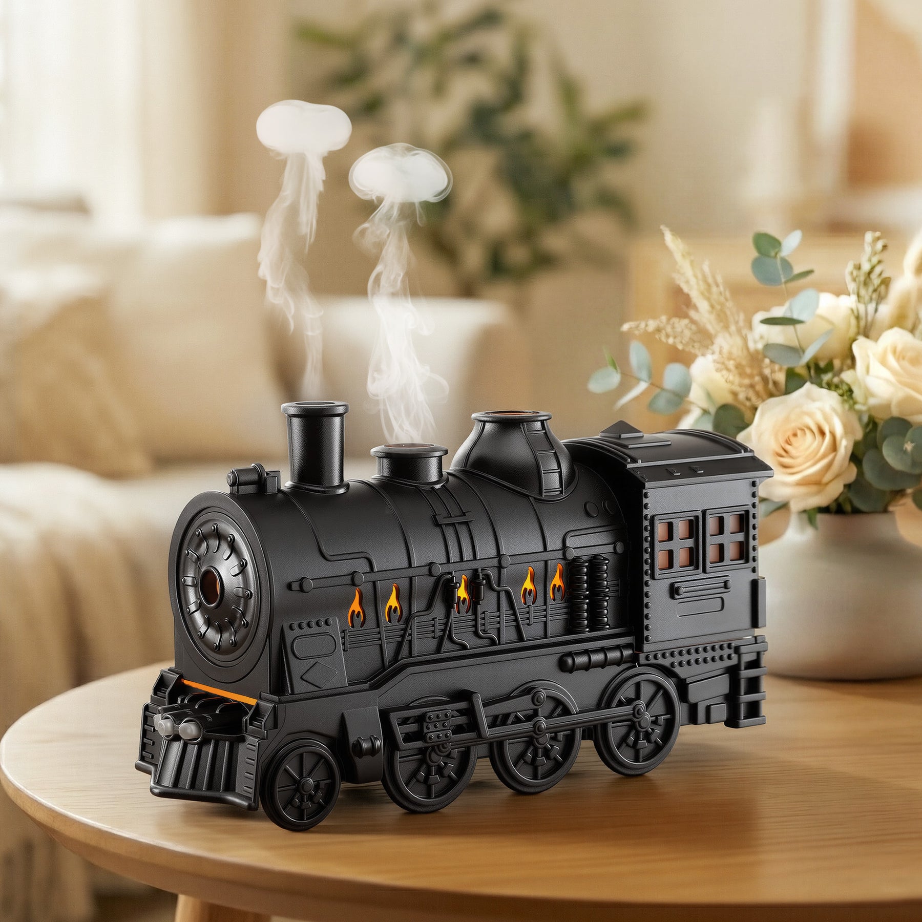 Devanti Train Aroma Diffuser 300ml with Smoke Ring LED Timer