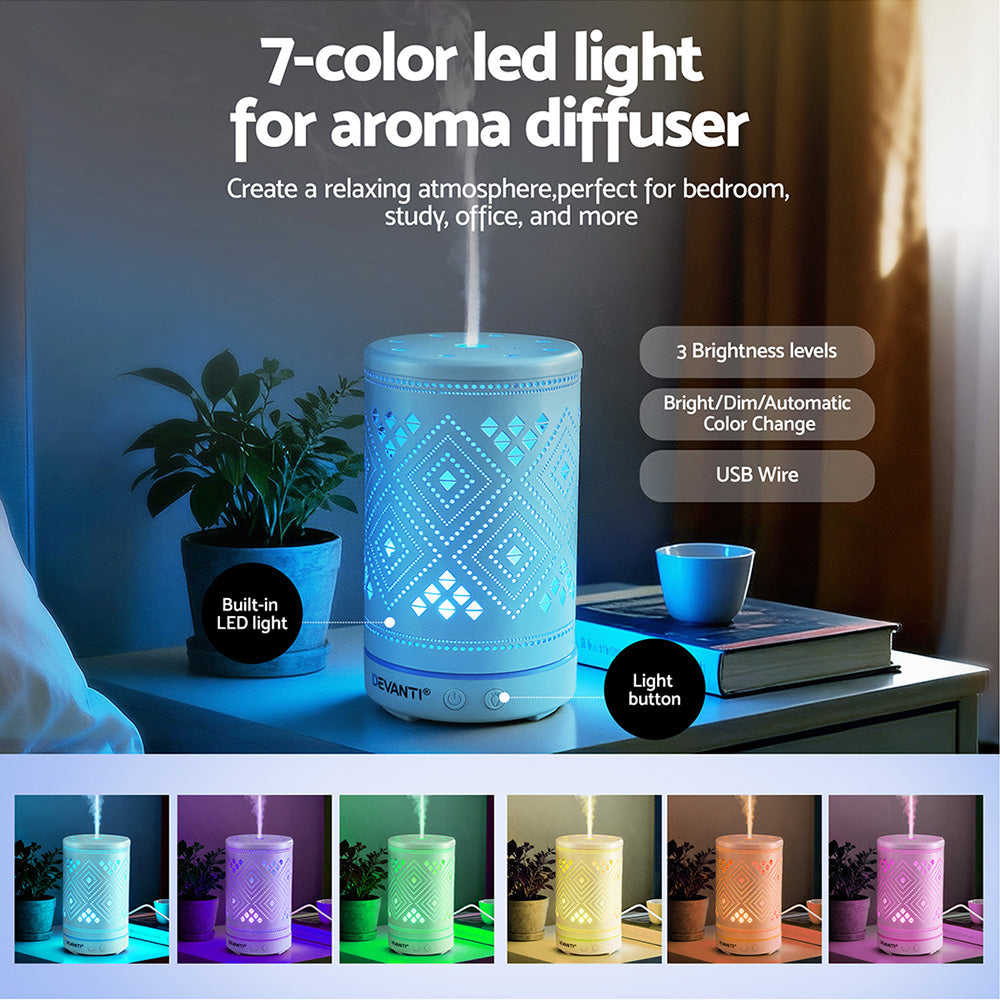 Devanti Ultrasonic Aroma Diffuser 100ml, 4-in-1 Humidifier & LED Night Light - SuperSaverAU - view 6
