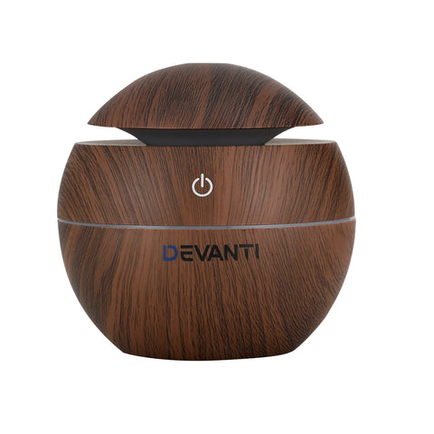Devanti Aroma Diffuser Aromatherapy Dark Wood 130ml - SuperSaverAU - view 1
