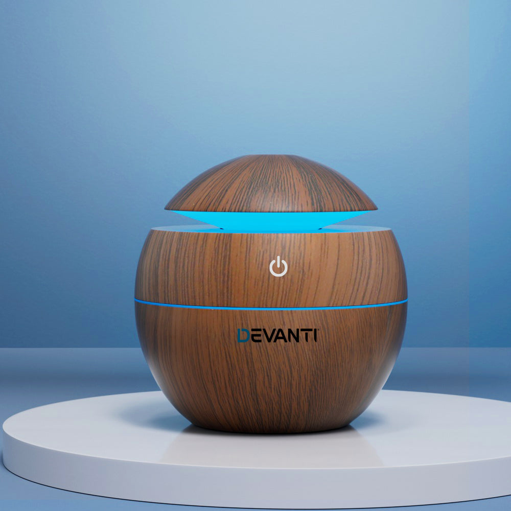 Devanti Aroma Diffuser Aromatherapy Dark Wood 130ml - SuperSaverAU - view 5