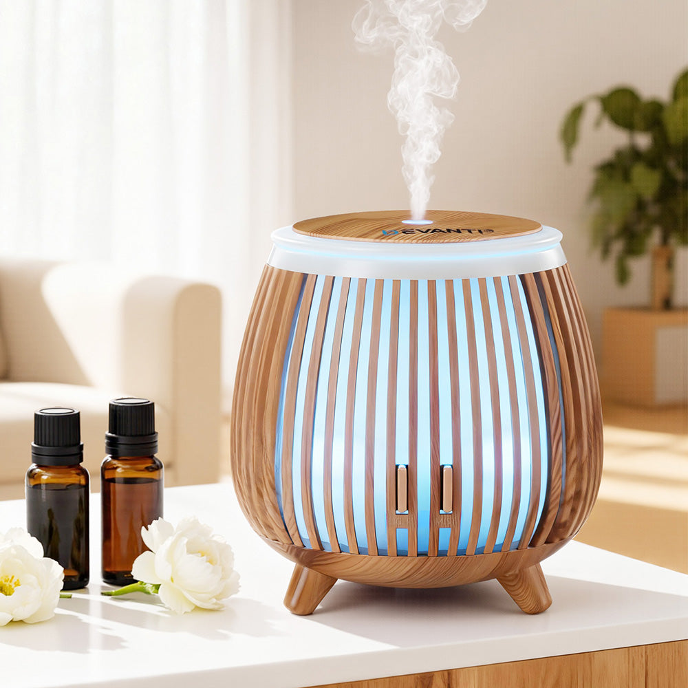 Devanti Aroma Diffuser 140ml Ultrasonic Humidifier with LED Lights, Deep Wood - SuperSaverAU - view 7