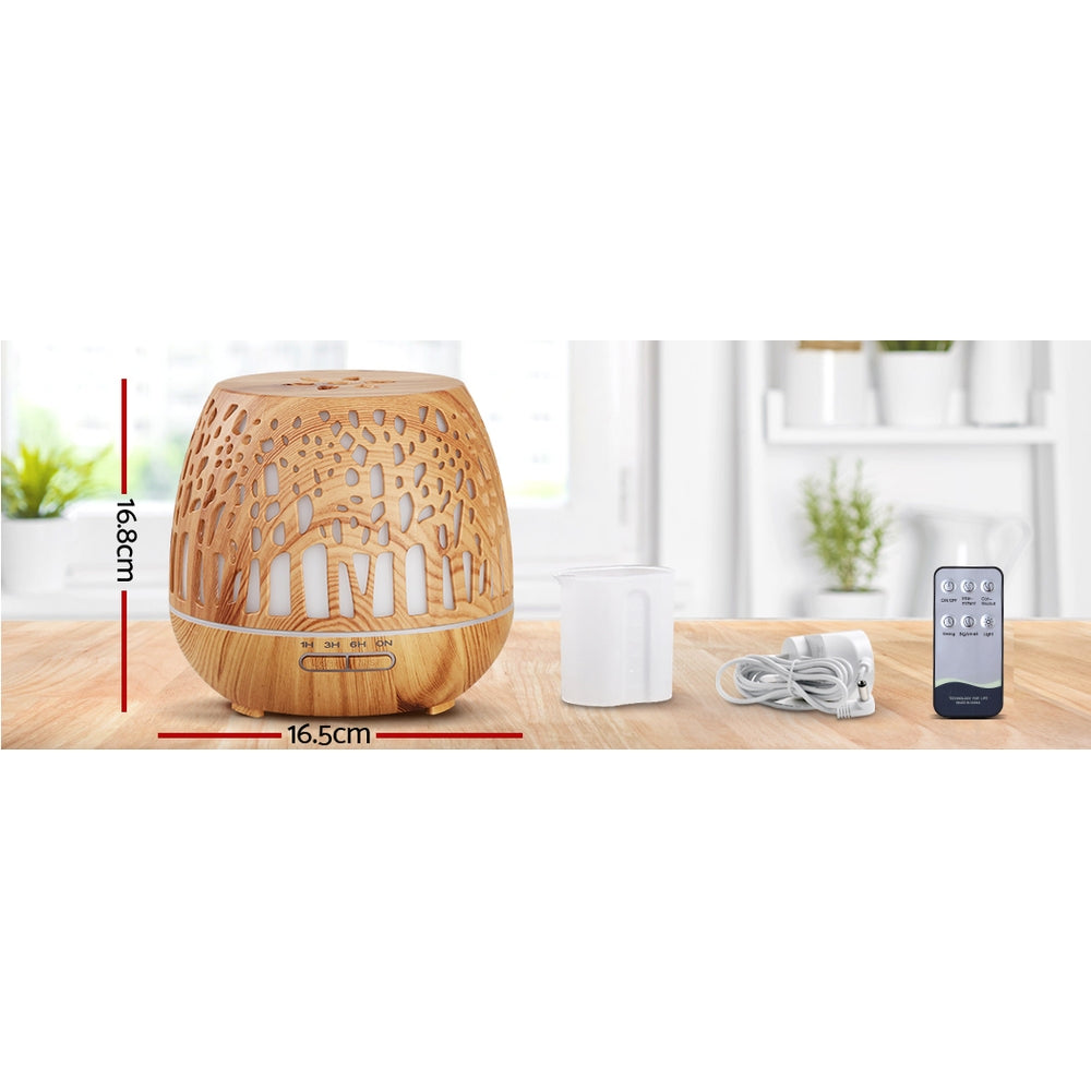 Devanti Aroma Diffuser Aromatherapy Wood Grain 400ml - SuperSaverAU - view 2