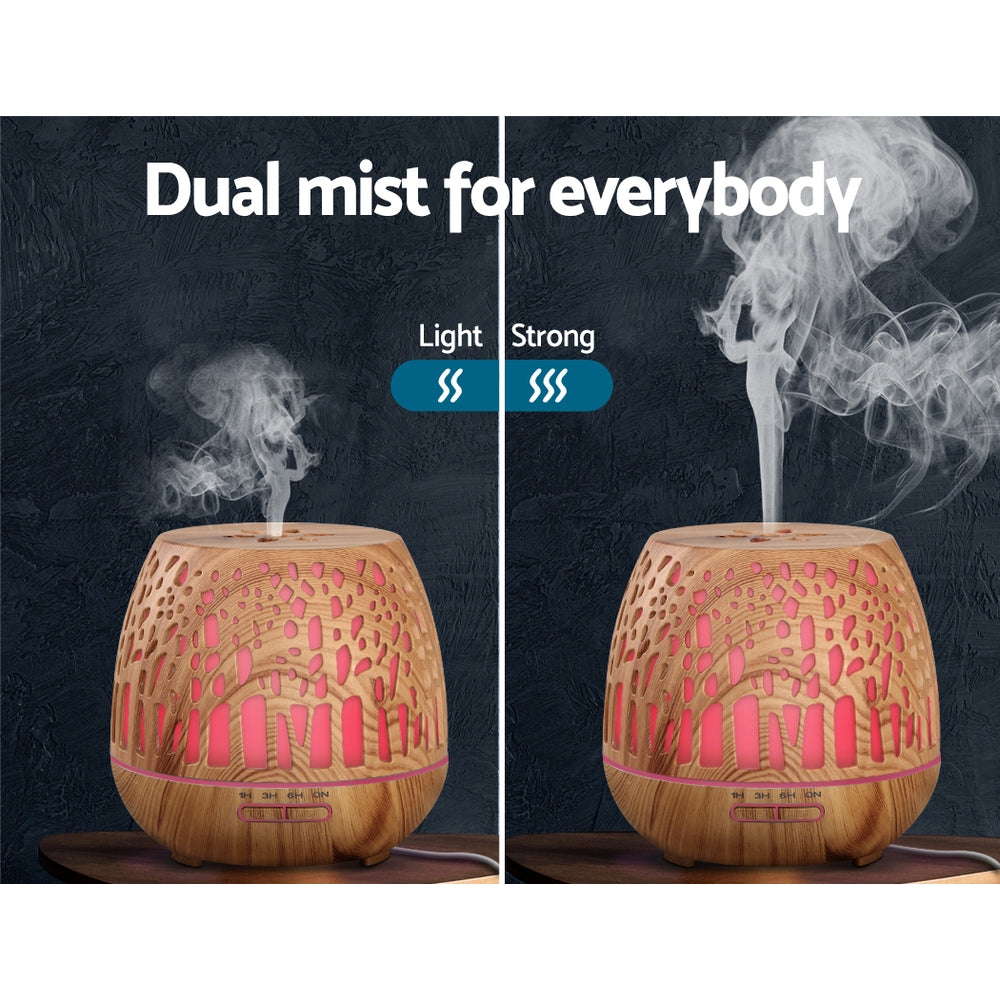 Devanti Aroma Diffuser Aromatherapy Wood Grain 400ml - SuperSaverAU - view 6