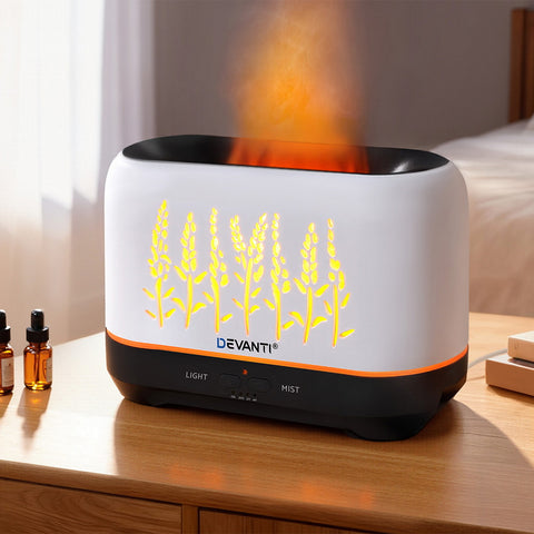 Devanti Aroma Diffuser 200ml with Simulated Flame Effect, Ultrasonic Mist, Timer - SuperSaverAU - view 1
