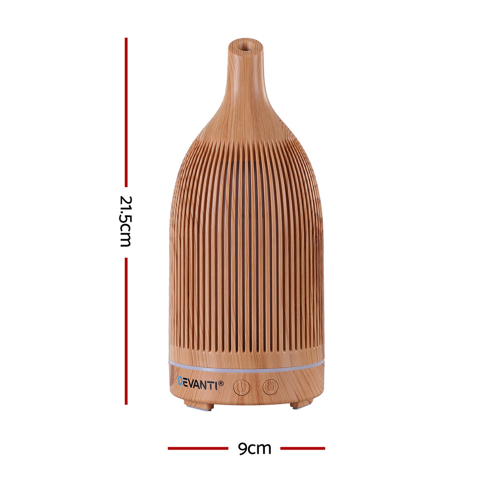 Devanti Ultrasonic Aroma Diffuser Aromatherapy 200ml LED Lights Iron Humidifier Forest Light wood grain - SuperSaverAU - view 3
