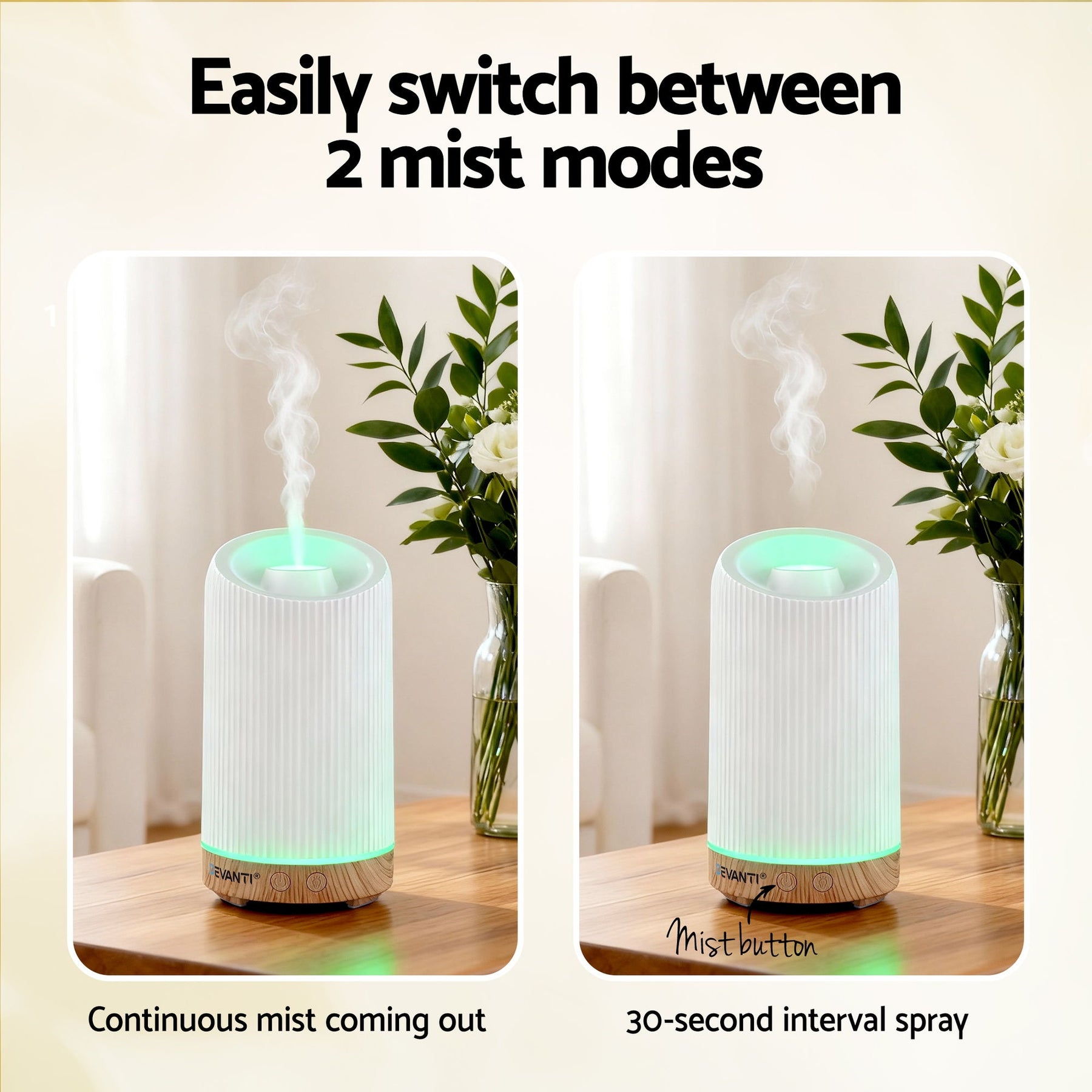 Devanti Aroma Diffuser 200ml Ultrasonic Humidifier with LED Lights and Timer - SuperSaverAU - view 4