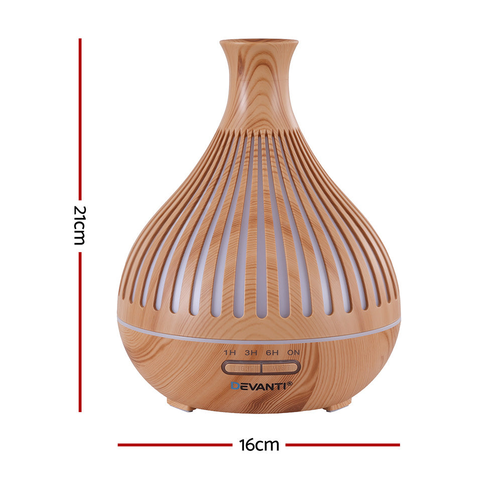 Devanti Aroma Diffuser 400ml Wood Grain Humidifier with LED Lights & Timer - SuperSaverAU - view 3