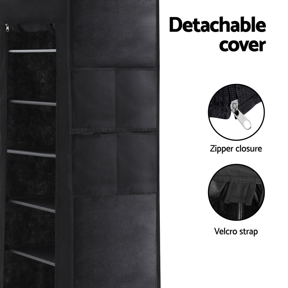Artiss 10-Tier Shoe Rack Cabinet with Removable Cover - Black - SuperSaverAU - view 8