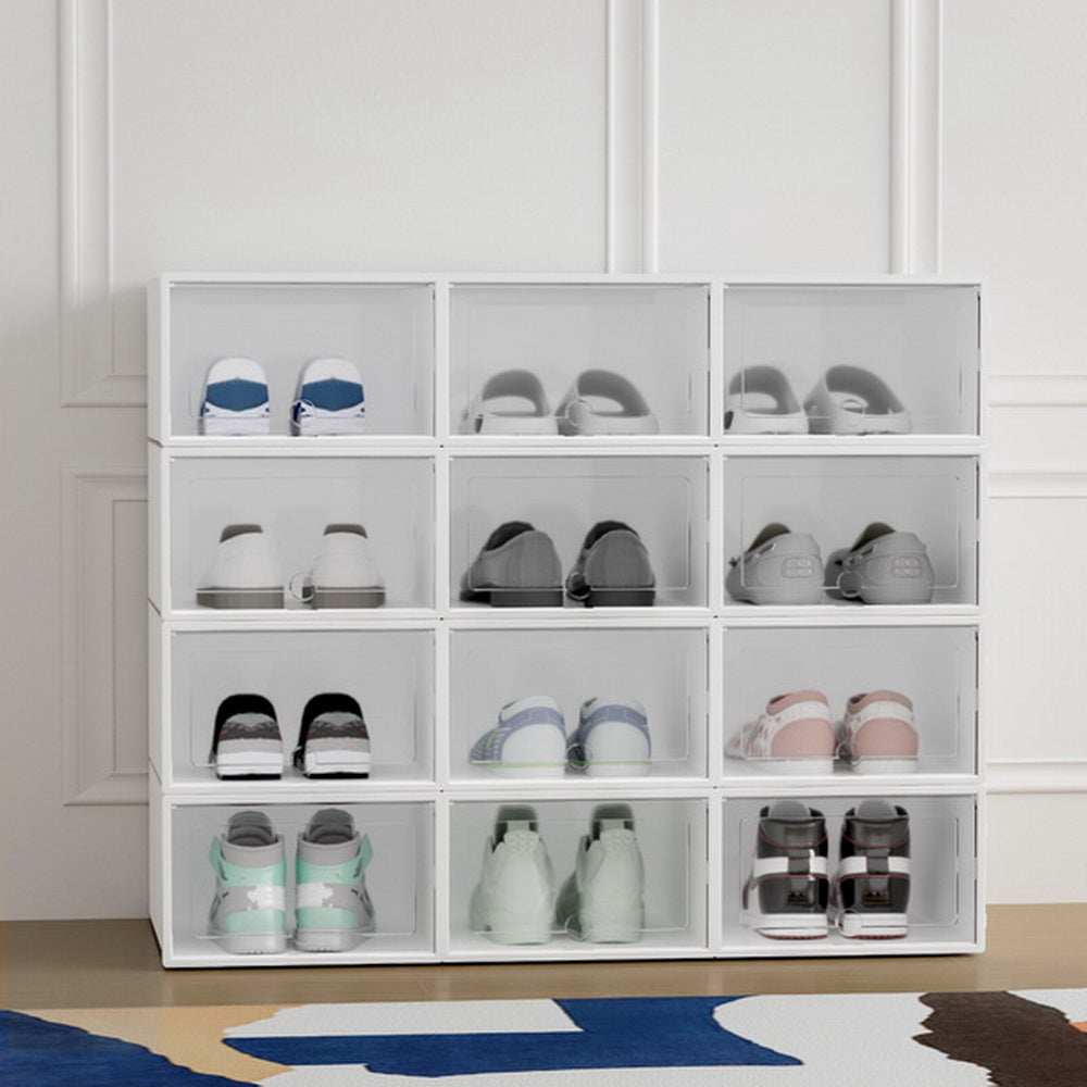 Artiss Abel Shoe Storage Boxes Set of 12, Foldable, Stackable, 33x23x14cm - SuperSaverAU - view 1