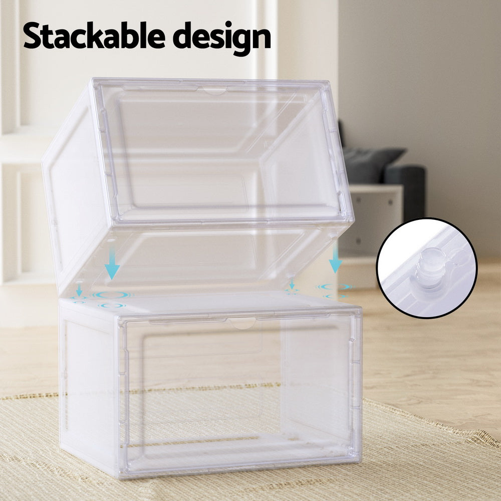 Artiss Shoe Storage Boxes Set of 2, 36x29x22cm, Stackable with Magnetic Door - SuperSaverAU - view 3