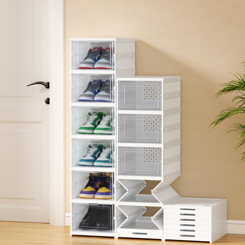 Artiss 6-Tier Foldable Shoe Rack Organizer - White - SuperSaverAU - view 8