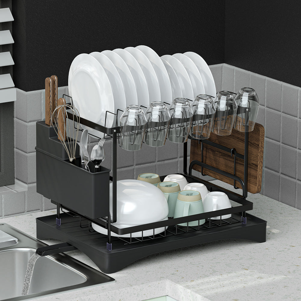 Cefito 2 Tier Dish Rack, Detachable Design, Steel Frame, 46cm x 30.5cm x 32cm - SuperSaverAU - view 6
