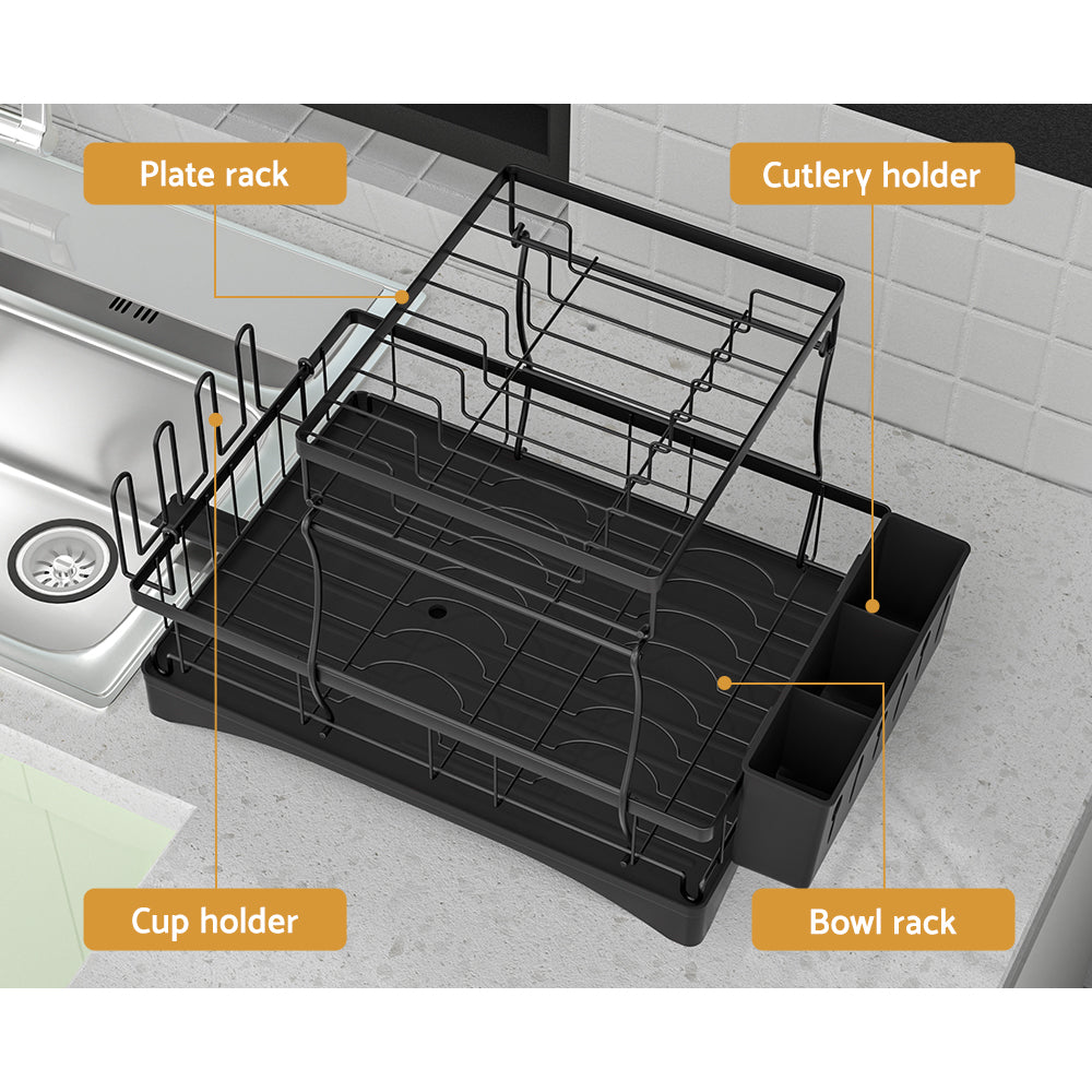Cefito 2-Tier Dish Rack, Detachable Design, Steel Frame, 54cm x 31.5cm x 33.5cm - SuperSaverAU - view 4