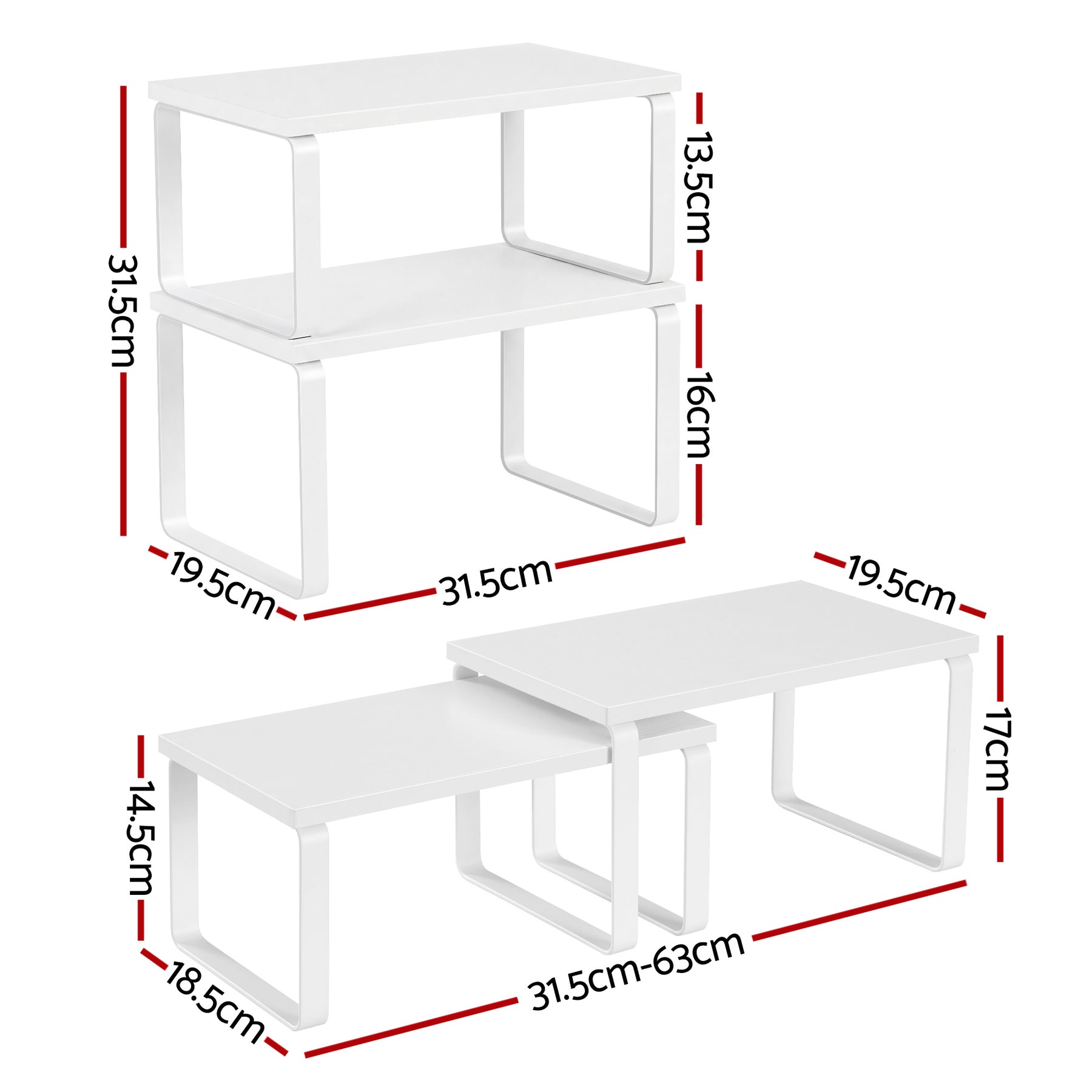 Cefito Kitchen Storage Shelf Organiser Set – White 2 Pack