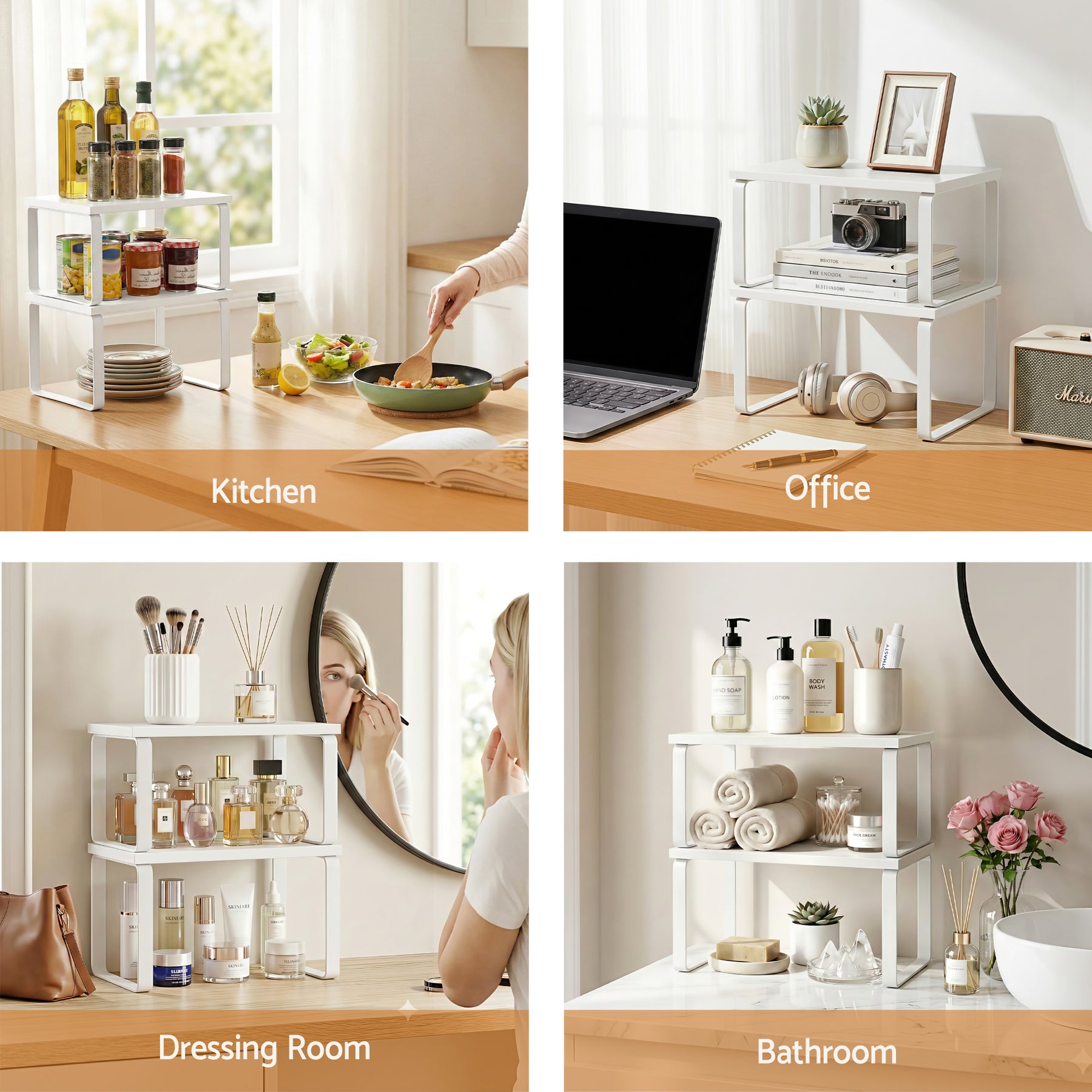 Cefito Kitchen Storage Shelf Organiser Set – White 2 Pack