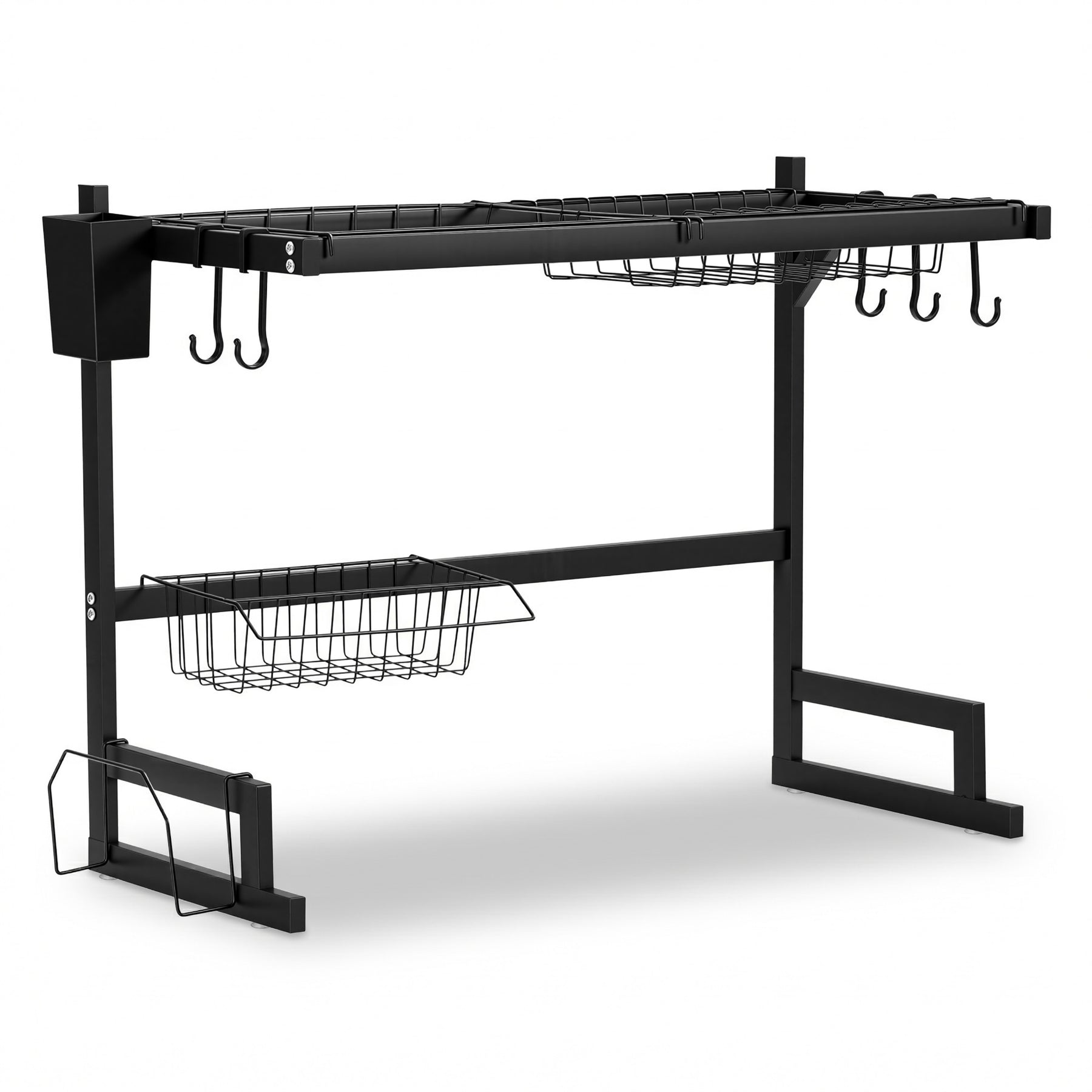 Cefito Over Sink Dish Drying Rack – Black 65cm, 2 Tier Carbon Steel