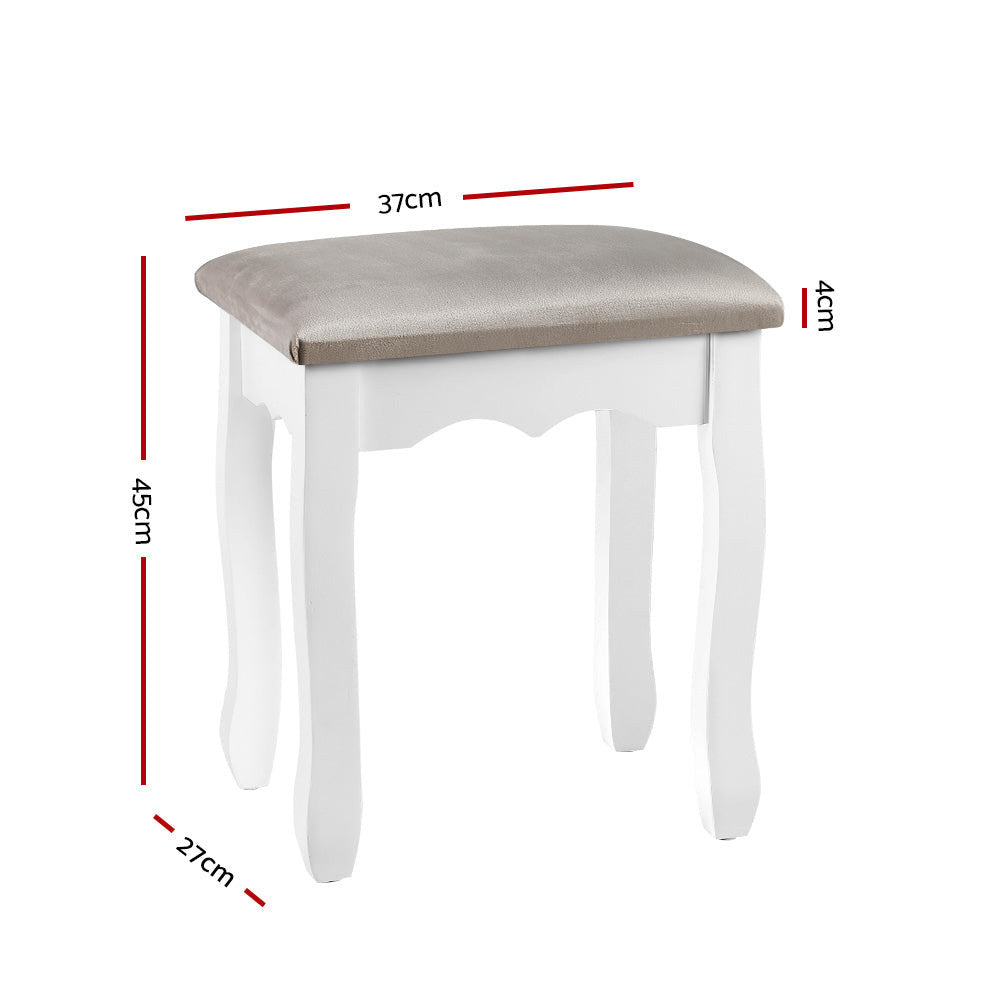 Artiss Velvet Dressing Table Stool Grey - French Provincial Design - SuperSaverAU - view 2