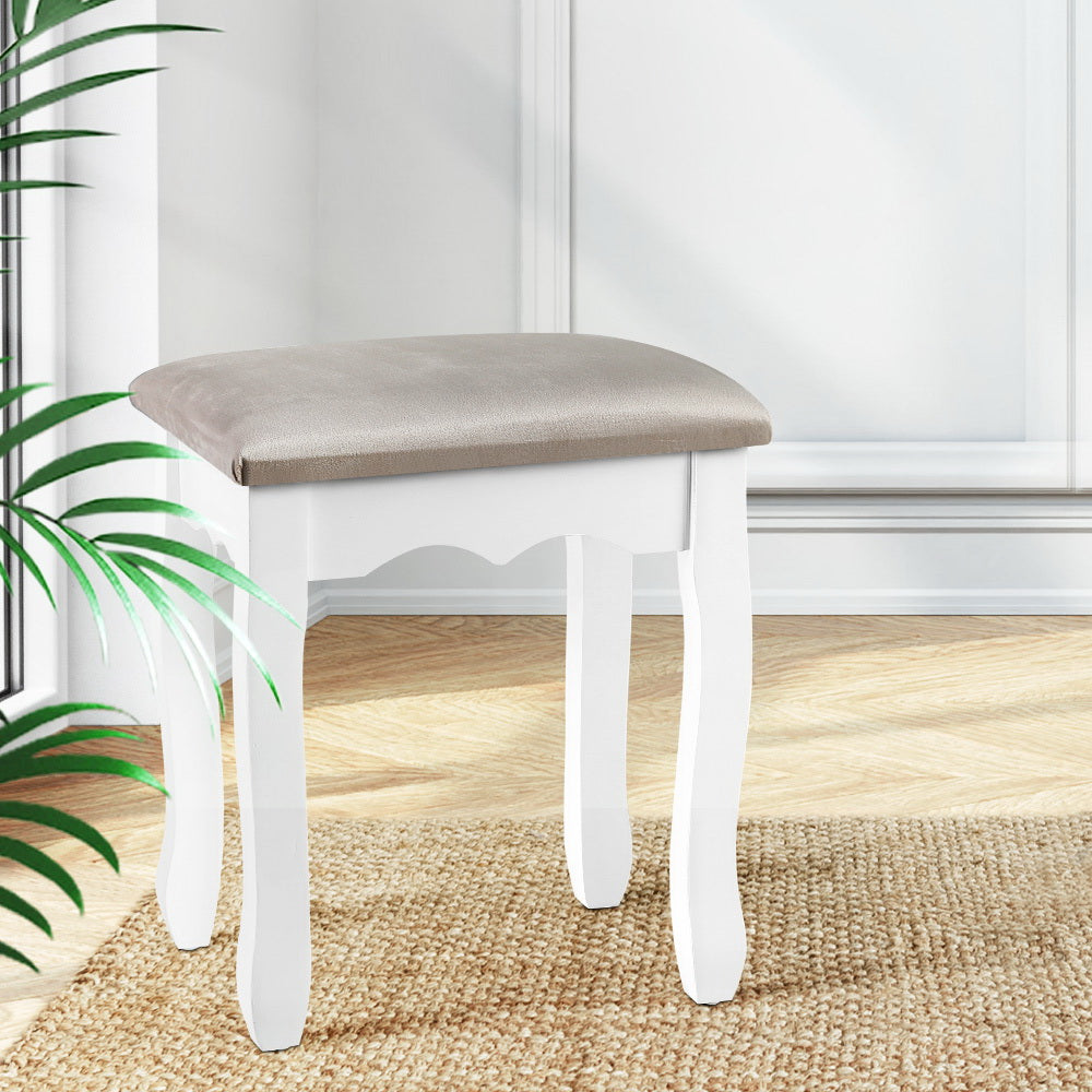 Artiss Velvet Dressing Table Stool Grey - French Provincial Design - SuperSaverAU - view 1