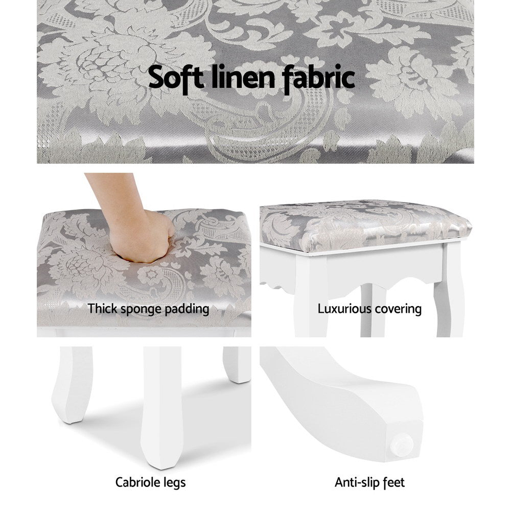 Artiss Velvet Dressing Table Stool White - SuperSaverAU - view 5