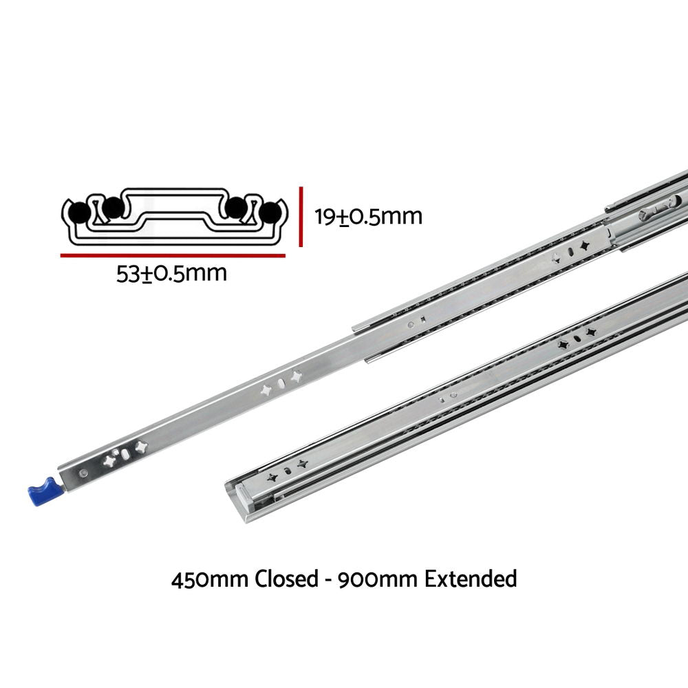 Giantz Heavy Duty Drawer Slides 450-900mm, 115kg Load, Full Extension, Locking - SuperSaverAU - view 2