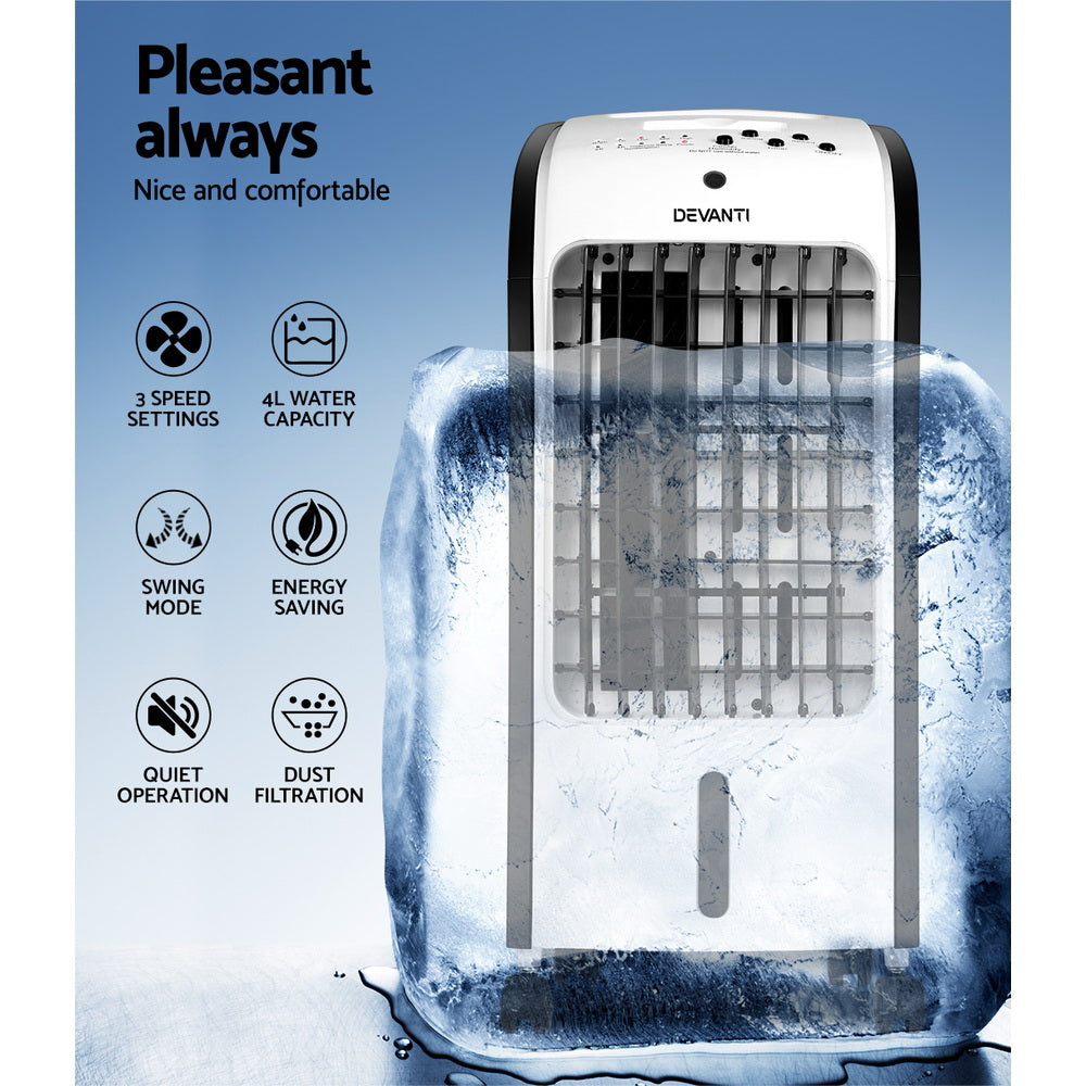 Devanti 4L Evaporative Air Cooler Humidifier with Remote Control and Ioniser - SuperSaverAU - view 5