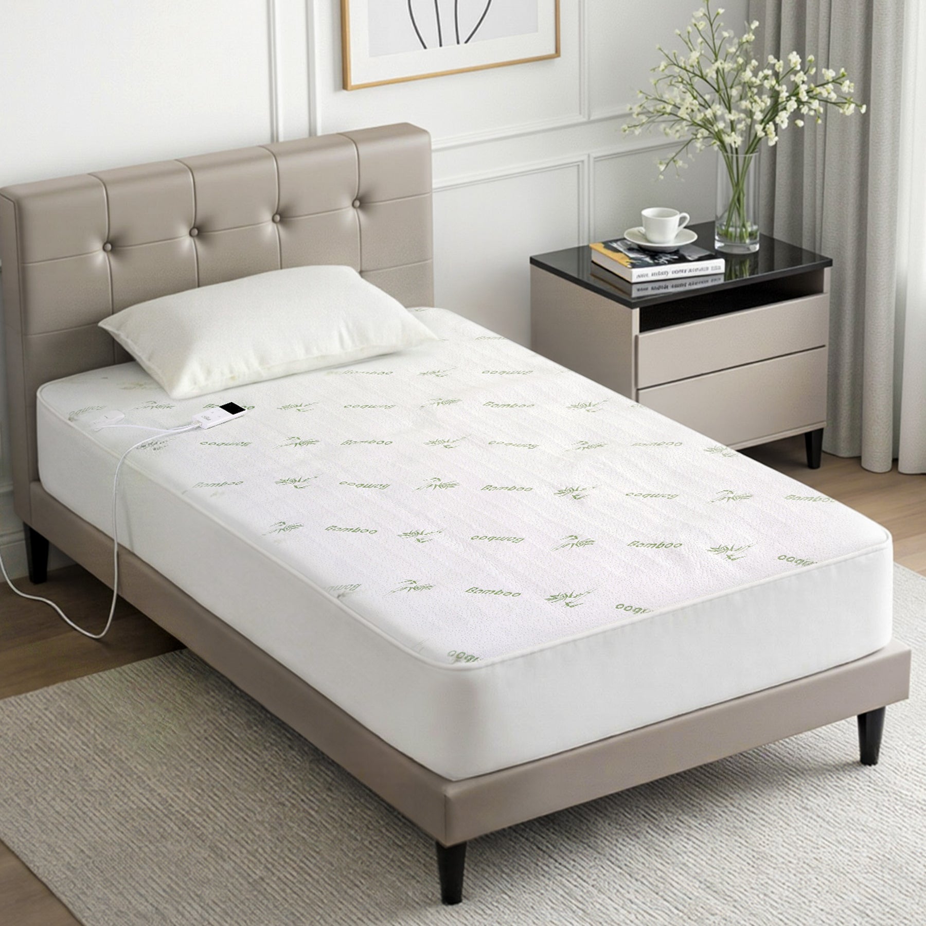Giselle Bedding Bamboo Electric Blanket – Single, 9 Heat Settings