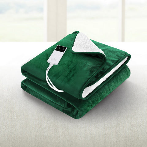 Giselle Bedding Electric Throw Rug with 9 Heat Settings - Green
