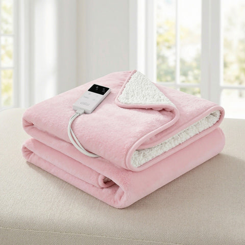 Giselle Bedding Electric Throw Rug – Pink 160 x 130cm, 9 Heat Settings