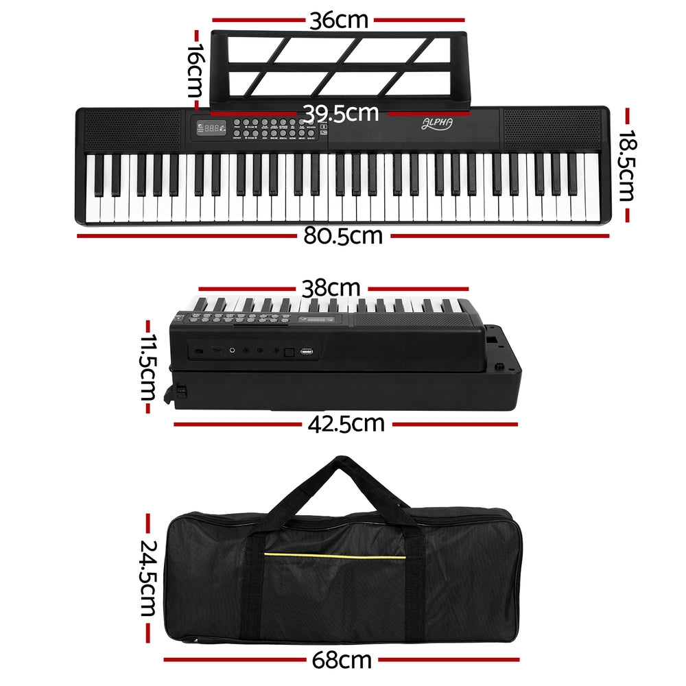 Alpha 61-Key Foldable Electronic Piano Keyboard with Carry Bag