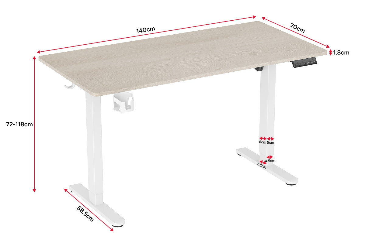 Ergolux Electric Standing Desk 140 x 70cm (Oak/White)