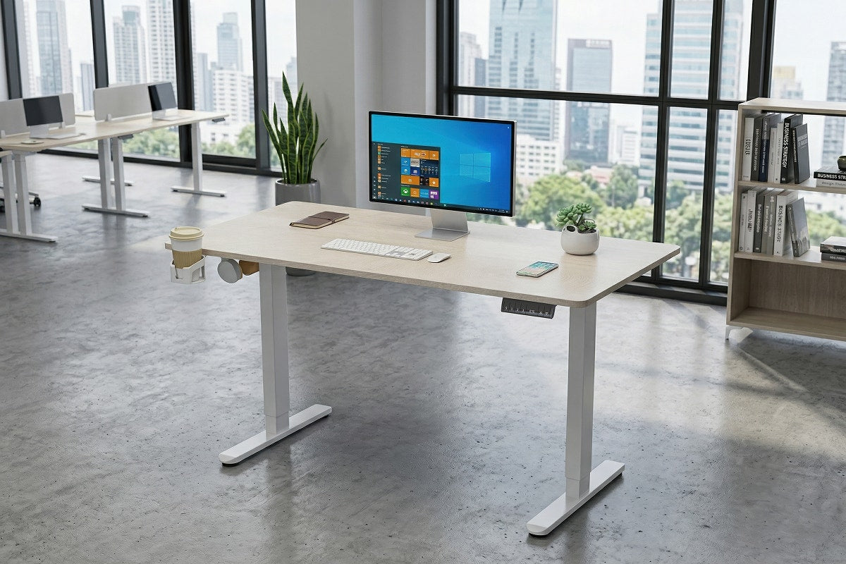 Ergolux Electric Standing Desk 140 x 70cm (Oak/White)