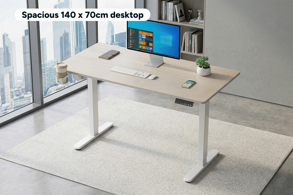 Ergolux Electric Standing Desk 140 x 70cm (Oak/White)